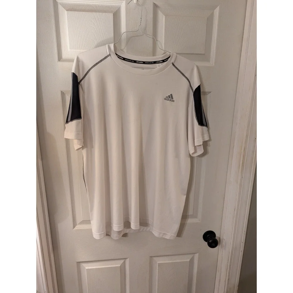 ADIDAS Mens Climalite Workout Fitness Running T-Shirt Black White Size XL
